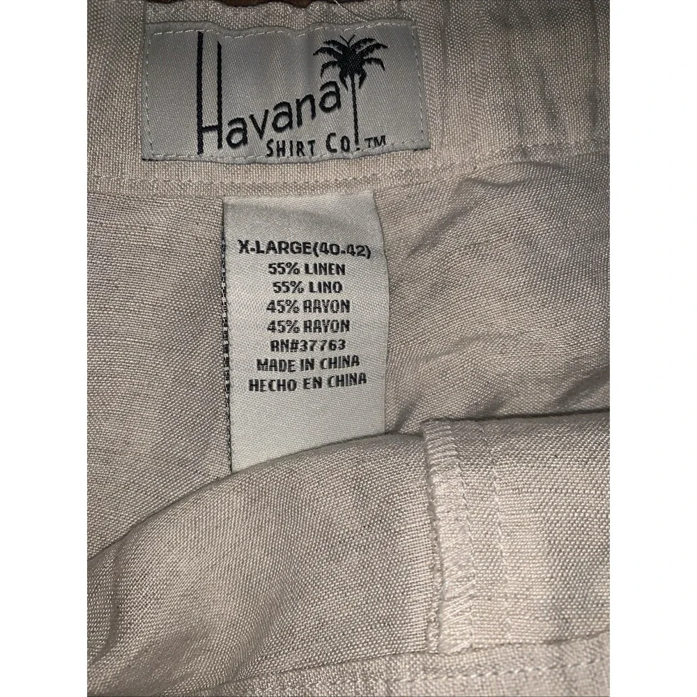 Havana Shirt Co Pants Men XL Beige Linen Blend Beach Casual Drawstring Inseam 29